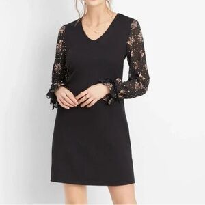 Maurices Black Dress with Floral Sleeves